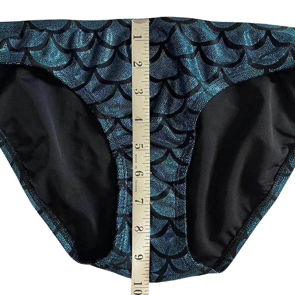 Living Dead Clothing Mermaid Bikini Bottom | Teal Foil Scale Goth Swimwear